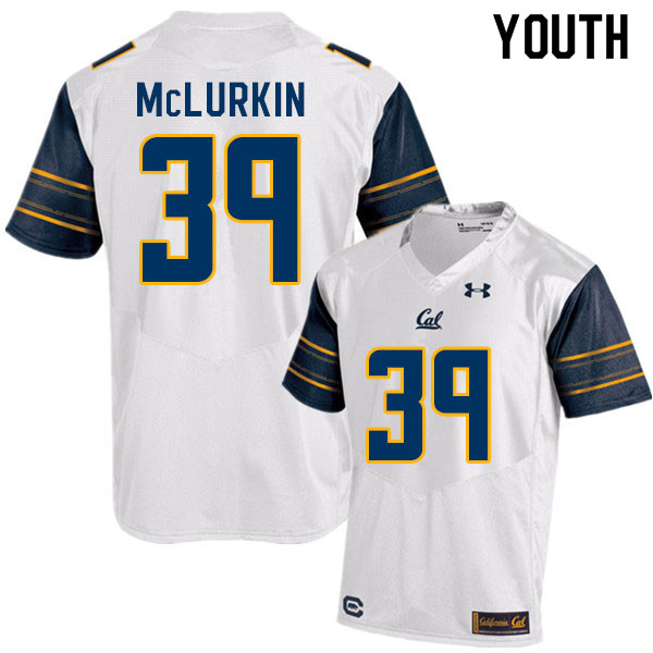 Youth #39 Evan McLurkin Cal Bears College Football Jerseys Sale-White - Click Image to Close